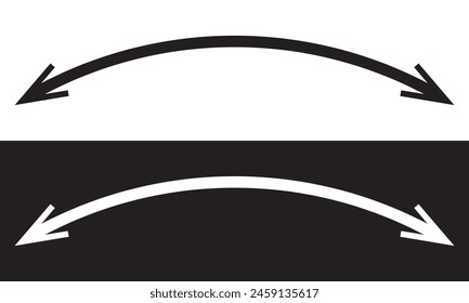 Dual sided arrow. Curved arc shape. Semicircular thin double ended arrow. Dual sided arrow Vector.  isolated on white background. Vector illustration eps10.