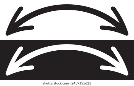 Dual sided arrow. Curved arc shape. Semicircular thin double ended arrow. Dual sided arrow Vector.  isolated on white background. Vector illustration eps10.