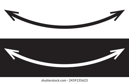 Dual sided arrow. Curved arc shape. Semicircular thin double ended arrow. Dual sided arrow Vector.  isolated on white background. Vector illustration eps10.