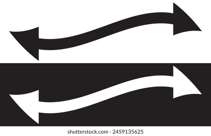 Dual sided arrow. Curved arc shape. Semicircular thin double ended arrow. Dual sided arrow Vector.  isolated on white background. Vector illustration eps10.