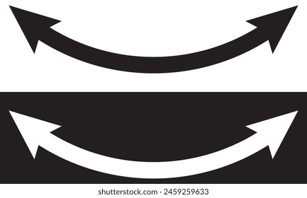  Dual sided arrow. Curved arc shape. Semicircular thin double ended arrow. Dual sided arrow Vector. isolated on white background. Vector illustration eps10.