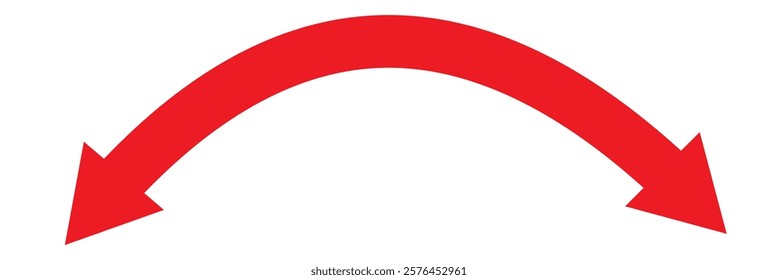 Dual sided arrow. Curved arc shape. Semicircular thin double ended arrow. Dual sided arrow Vector. isolated on white background. Vector illustration eps10.