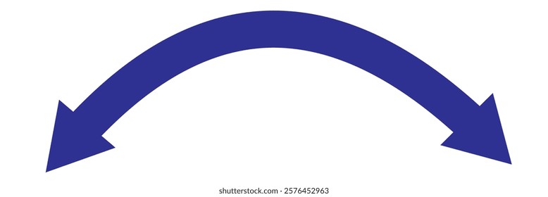 Dual sided arrow. Curved arc shape. Semicircular thin double ended arrow. Dual sided arrow Vector. isolated on white background. Vector illustration eps10.