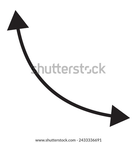 Dual sided arrow. Curved arc shape. Semicircular thin double ended arrow. Dual sided arrow Vector.