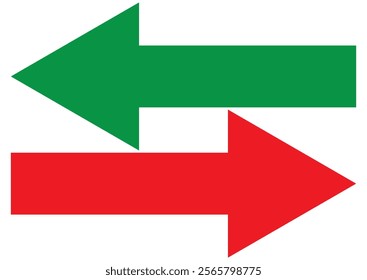 Dual sided arrow vector, icon, silhouette design. Double ended red arrow vector design. Vector illustration of duel side arrow.