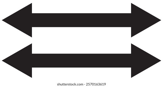Dual sided arrow vector, icon, silhouette design. Semicircular curved thin, long double ended arrow vector design for website, app and logo design. Vector design eps 10 
