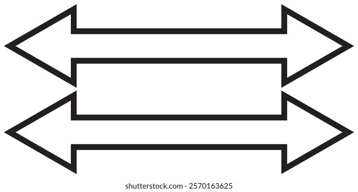 Dual sided arrow vector, icon, silhouette design. Semicircular curved thin, long double ended arrow vector design for website, app and logo design. Vector design eps 10 