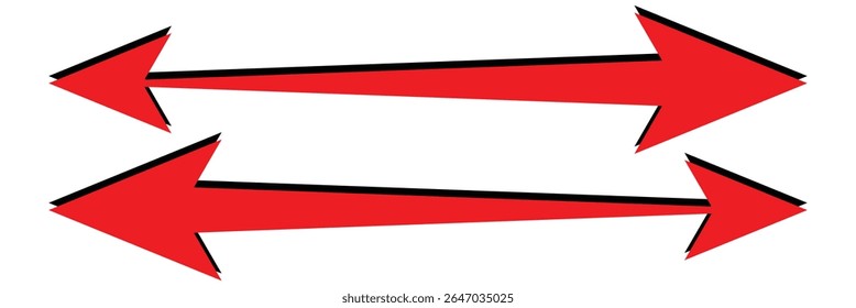 Vector de flecha de doble cara, icono, diseño de silueta aislado sobre fondo blanco. eps 10