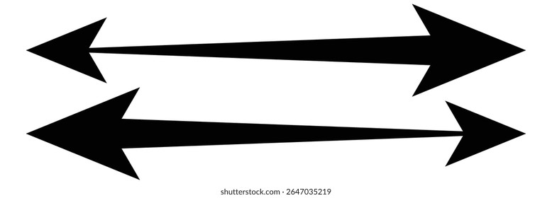 Dual sided arrow vector, icon, silhouette design isolated on white background. eps 10