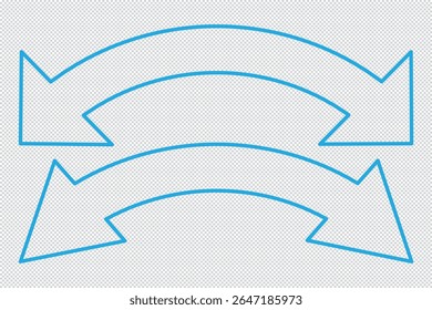 Dual sided arrow vector, icon, silhouette design. Semicircular curved thin, long double ended arrow vector design for website, app and logo design. Vector illustration of duel side arrow