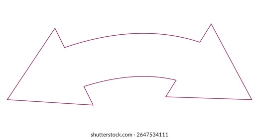 Dual sided arrow vector, icon, silhouette design. Semicircular curved thin, long double ended arrow vector design for website, app and logo design. Vector illustration of duel side 