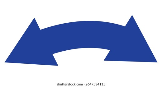 Vector de flecha de doble cara, icono, diseño de silueta. Diseño de Vector de flecha curvado semicircular delgado y largo de doble extremo para Sitio web, App y diseño de logotipo. Ilustración vectorial del lado del duelo 