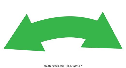 Vector de flecha de doble cara, icono, diseño de silueta. Diseño de Vector de flecha curvado semicircular delgado y largo de doble extremo para Sitio web, App y diseño de logotipo. Ilustración vectorial del lado del duelo 