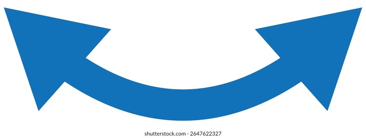 Dual sided arrow vector, icon, silhouette design. Semicircular curved thin, long double ended arrow vector design for website, app and logo design.