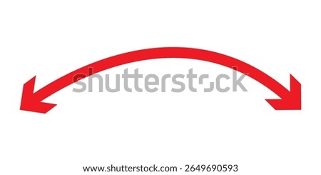 Dual sided arrow vector, icon, silhouette design. Semicircular curved thin, long double ended arrow. Dual semi circle arrow set .