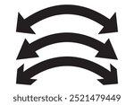 Dual sided curved arc arrow shape. Double ended arrow illustration.