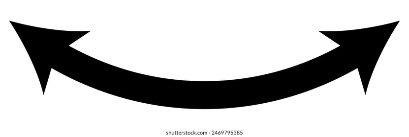 Dual sided curved arc arrow shape. Double ended arrow illustration.