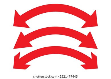 Forma de seta em arco curvo de lado duplo. Ilustração de seta de ponta dupla.