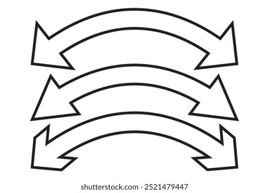 Forma de seta em arco curvo de lado duplo. Ilustração de seta de ponta dupla.