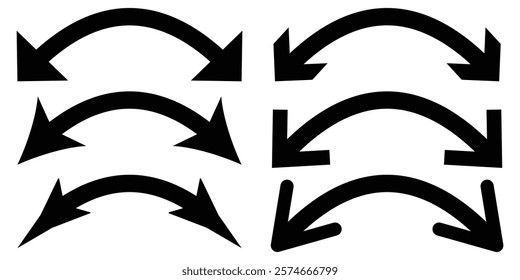 Dual sided curved arc arrow shape. Double ended arrow illustration. vector design eps 10.