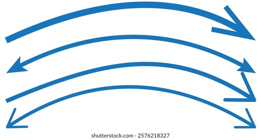 Dual sided curved arc arrow shape. Double ended arrow illustration.