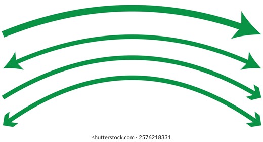 Dual sided curved arc arrow shape. Double ended arrow illustration.