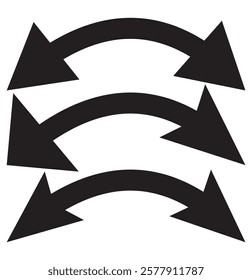 Dual sided curved arc arrow shape. Double ended arrow illustration. design eps 10 
