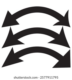 Dual sided curved arc arrow shape. Double ended arrow illustration. design eps 10 
