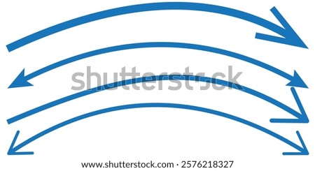 Dual sided curved arc arrow shape. Double ended arrow illustration.