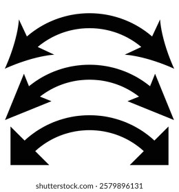 Dual sided curved arrow icon. Double ended arrow illustration. Dual semi circle arrow. Arrow indicated the direction symbol.