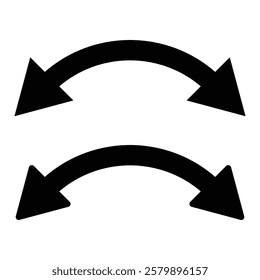 Dual sided curved arrow icon. Double ended arrow illustration. Dual semi circle arrow. Arrow indicated the direction symbol.