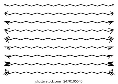 Dual sided wavy arrow shape. Double ended arrow illustration.