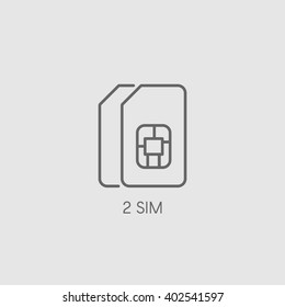 Dual SIM icon sign. Double SIM card symbol vector illustration. Dual band smartphone picture.