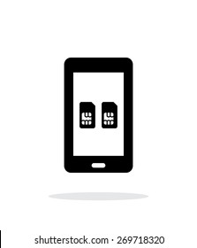 Dual SIM mobile phone simple icon on white background. Vector illustration.