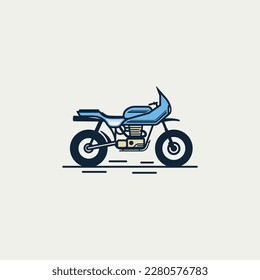 Dual sport motorcycle logo. Adventure bike motorcycle icon vector modern cartoon stylish illustration