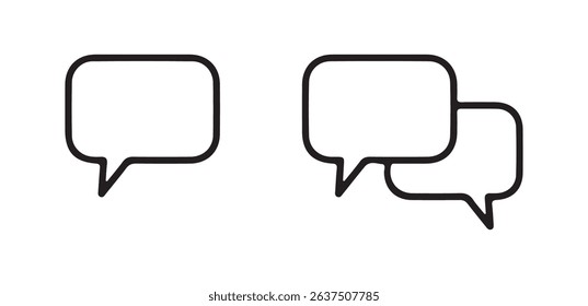 Dual Style Chat Bubble Icons – Outline and Solid Combination Speech Bubbles for Messaging UI
