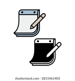Dual style notepad and pencil icons symbolizing writing tasks notetaking and important office documentation