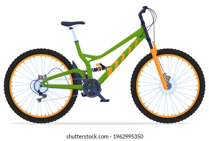 Dual Suspension Mountain bike. Active way of life. Bicycle for travel on difficult terrain.