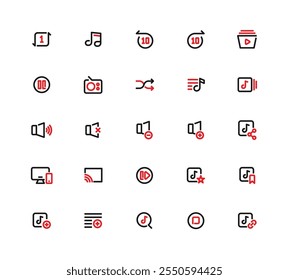 Iconos multimedia de 25 tonos duales para Web y móvil