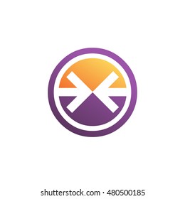 Dual Tone Circle Pointed Arrow Concept