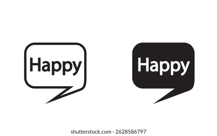 Dual Tone Happiness: Black and White Happy Speech Bubbles Depicting Positive Emotion in Modern Vector Design Ideal for Communication and Web Usage