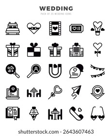  Dual Tone; Lineal Fill wedding icon pack