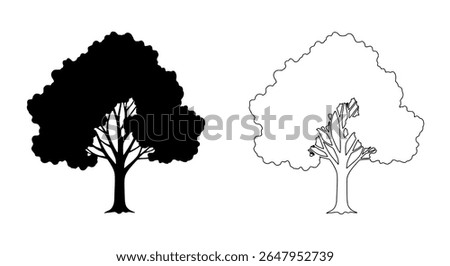 Dual Tree Illustration - Full and Linework Style for Organic Product Packaging
