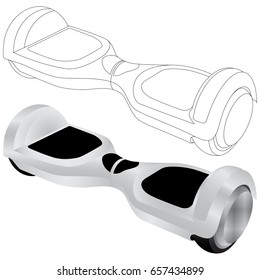 Dual wheel self balance electric hover board. Segway,  hoverboard, gyroscooter . Vector illustration.