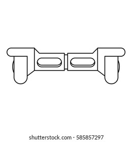 Dual wheel self balancing electric skateboard icon. Outline illustration of dual wheel self balancing electric skateboard vector icon for web