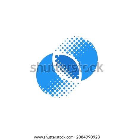 Dual World Planet Overlapping with Halftone Effect Logo Design Vector
