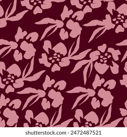 dual-color a solid small flower with stalk leaves arrangement, all over vector design with black and cream background illustration digital image for textile or wrapping paper printing factory
