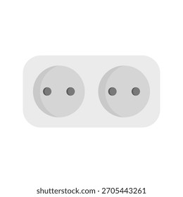 A dual-hole power socket in white, featuring a simple and clear design. Ideal for electrical illustrations, technical diagrams, home and office icons, energy visuals, and modern vector graphics.