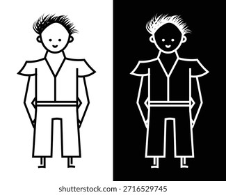 Duality Concept Art - Design de Vetor de Personagem Estilizado Preto e Branco.