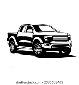 Dually truck silhouette 
side view vector in white background